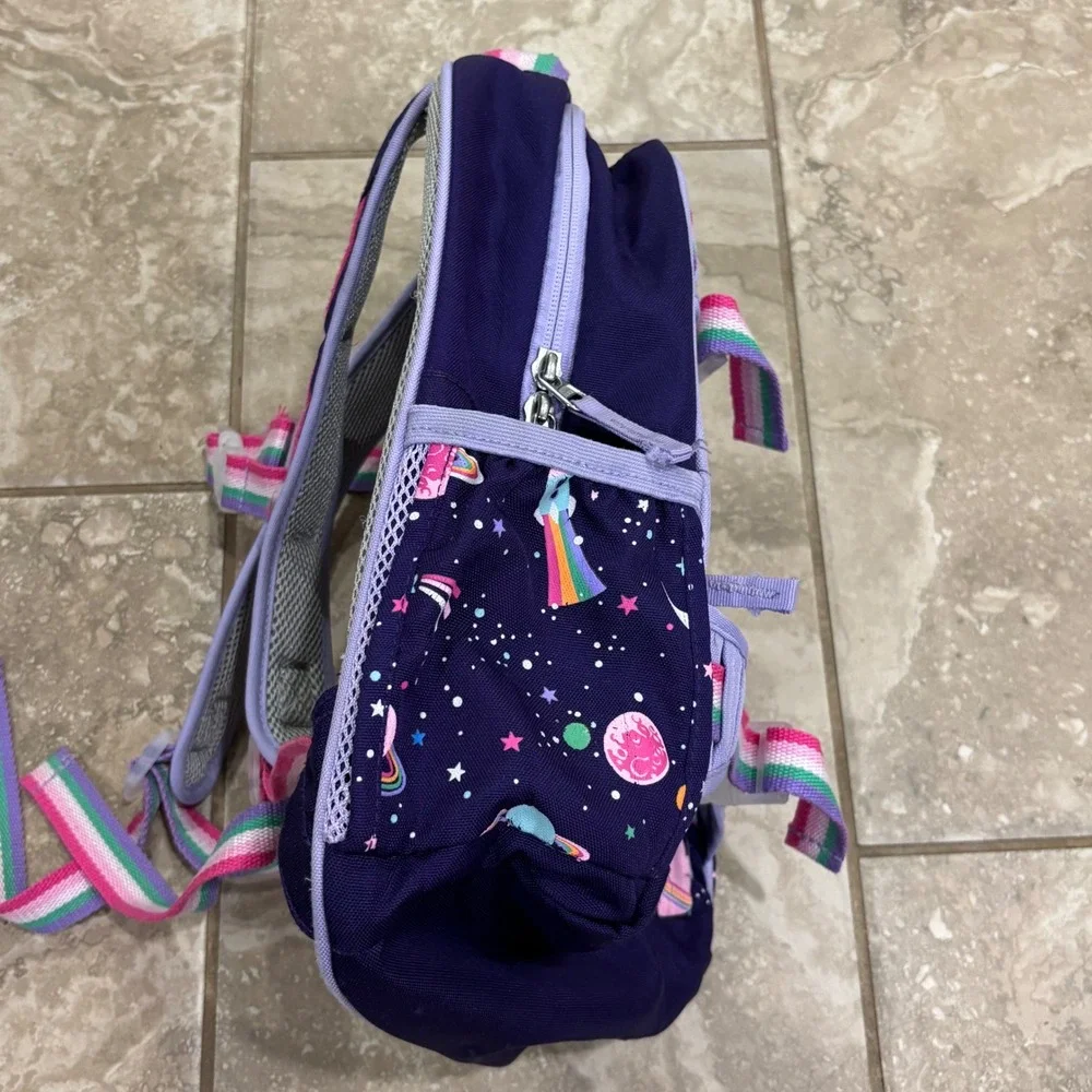 Pottery Barn Kids Galaxy Heart Backpack Purple Rainbow Straps 15 Inch